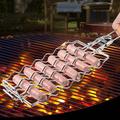 Sausage Barbecue Net 304 Stainless Steel BBQ Corn Grilling Rack Foldable Portable BBQ Tool Easy-to-Clean Barbecue Net Tool for Outdoor Cooking