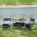 HQZX Set of 3 Folding Outdoor Aluminium Table and Chairs Set for Camping Picnics Patio Gray