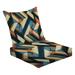 2-Piece Deep Seating Cushion Set Abstract geometric ornament printed textured striped fabric Outdoor Chair Solid Rectangle Patio Cushion Set
