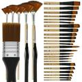 32Pcs Paint Brush Set Artist Paint Brushes Soft Nylon Bristles Paint Brushes with Round Brush Flat Brush Fine Detail Brush Multi-Shaped Paint Brush Kits with Wood Handle