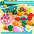 Cutting Play Food Set For Kids Kitchen Toys Food Cutting Toys Fruits And Vegetables With Storage Basket Fake Food Pretend Play Kitchen Accessories Toys For Toddlers Boys Girls Xmas Gifts