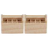 2 Pcs Dollhouse Accessories Mini Toolbox Model Wooden Playset Decor Toy Accessory