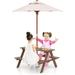 Kids Picnic Table Set with Folding Umbrella - Wooden Outdoor Furniture - Gift for Boys Girls