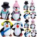 Winter Penguin Ornament 12 Pcs Small Decor Christmas Decorations Mini Cake Vinyl