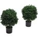 2 Piece Home Artificial Ball Tree 16 inch Wide Artificial Boxwood Topiary Ball Tree for Indoor and Outdoor Artificial Ball Bushes Potted Plants for Desk Garden Yard