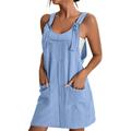 IDALL Summer Dresses Sundresses for Women Women Soild Pinafore Square Apron Garden Work Pinafore Dress Suspender Dress Beach Dress Petite Dresses Womens Dresses Light Blue Dress 3XL