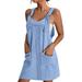 IDALL Summer Dresses Sundresses for Women Women Soild Pinafore Square Apron Garden Work Pinafore Dress Suspender Dress Beach Dress Petite Dresses Womens Dresses Light Blue Dress M