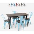 Ahd Amazing Home Design - table rectangulaire 120x60 + 4 chaises en acier de style industriel Lix