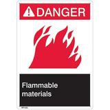 ANSI Z535 Rigid Plastic Danger Flammable Materials Sign 7 x 10 (104 Units)
