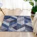 Small Machine Washable Area Rug Trellis Throw Rug Entry Rug Non-Slip Low-Pile Carpet Modern Geometric Area Rug for Laundry Bedroom 3 x 5 Blue