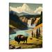 Shiartex Yellowstone National Park Poster National Park Posters Vintage Travel Posters Abstract Nature Landscape Forest Wall Art Pictures for Bedroom Office Living Room (16x20inch)