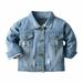 Jalioing Denim Jackets for Kid Long Sleeve Lapel Single-Breasted Button Coat Trendy Jean Outwear (4-5 Years Light Blue)