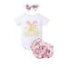Kiplyki Baby Deals Pants Newborn Infant Girls Easter Day Letter Romper+Floral Shorts+Headbands Set