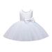 NIUREDLTD Flower Girl Dress Long Princess Wedding Round Collar Pearl Set Sleeveless Front And Back Bow A Line Dress Wedding Party Princess Dress Pageant Gown For Toddler Grils White Size 130