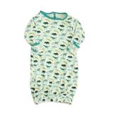 Pre-owned Kickee Pants Boys White | Blue | Green Dinosaurs Nightgown size: Newborn