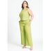 Plus Size Women's Easy Wide Leg Linen Pant by ELOQUII in Green (Size 26)
