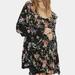 Free People Tops | Free People Loretta Printed Tunic Top Size Small Nwt Oversized Floral Top | Color: Black/Pink | Size: S