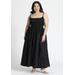 Plus Size Women's Poplin Textured Flare Dress by ELOQUII in Black Onyx (Size 18)