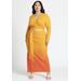 Plus Size Women's Ombre Knitted Maxi Skirt by ELOQUII in Yellow Orange (Size 30/32)