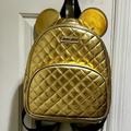 Disney Bags | Disney’s Quilted Gold Backpack With Ears | Color: Black/Gold | Size: 11 X 10 Inches