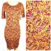 Lularoe Dresses | Lularoe Julia Dress Sz Xs Bodycon Floral Knit | Color: Orange/Pink | Size: Xs