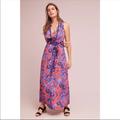 Anthropologie Dresses | Anthropologie Maeve Macie Maxi Dress Floral 0 | Color: Orange/Purple | Size: 0