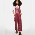 Free People Pants & Jumpsuits | Free People Genuine Leather Overalls Nwt! Size M | Color: Red | Size: M