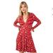 Free People Dresses | Free People Pop Combo Good Days Long Sleeve V-Neck Mini Dress Size Small | Color: Orange/Red | Size: S