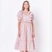 Anthropologie Dresses | Anthropologie English Factory Pink & Cream Floral Ruffle Midi Dress Size Small | Color: Cream/Pink | Size: S