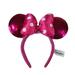 Disney Accessories | Disney Parks Minnie Mouse Ears Pink Headband Polka Dot Bow Hat Sequin | Color: Pink | Size: Os