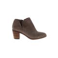 Lucky Brand Ankle Boots: Slip On Chunky Heel Casual Brown Shoes - Women's Size 8 1/2 - Almond Toe