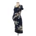 BeMaternity by Ingrid & Isabel Casual Dress: Blue Floral Motif Dresses - Women's Size X-Small