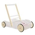 roba Lauflernwagen Scarlett für Babys - Lauflernhilfe für Kinder - Puppenwagen mit rosa Textilien - Holz weiß lackiert