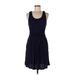 Maison Jules Casual Dress - Fit & Flare: Blue Solid Dresses - Women's Size Large