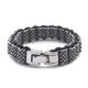 Wycian Woven Leather Bracelet, Men S Leather Bracelets Fashion Braided Bracelet Black 22CM Stainless Steel for Men Friend