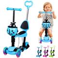 5 in 1 Kids Scooter, 3 Wheels Kick Scooter with LED Flashing Light, Adjustable Removable Handlebar & Seat & Push Handle for 2-8 Years Old Boys and Girls (Blue)