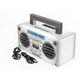 GPO Bronx tragbarer Mini Bluetooth Lautsprecher im Retro Stil mit Akku, USB-/TF-Card/AUX Anschluss, Silber