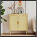 NTYUNRR Mid-Century 2-Door Accent Chest Wood in Brown/Yellow | 34.65 H x 31.5 W x 15.75 D in | Wayfair HHLDD-W116257386