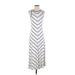 Ann Taylor Casual Dress - A-Line Crew Neck Sleeveless: Ivory Chevron/Herringbone Dresses - Women's Size Small