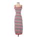 Pink Lily Casual Dress - Midi: Burgundy Stripes Dresses - Women's Size Small