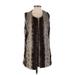 Betsey Johnson Faux Fur Vest: Mid-Length Brown Jackets & Outerwear - Women's Size Small