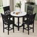 5-Piece Counter Height Dining Round Table Set with One Faux Marble Top Dining Table and Four PU-leather Chairs