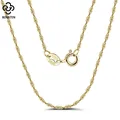 Rinntin 14K Gold 925 Sterling Silver 1.5mm Twisted Singapore Rope Chain Diamond-cut Thin Basic