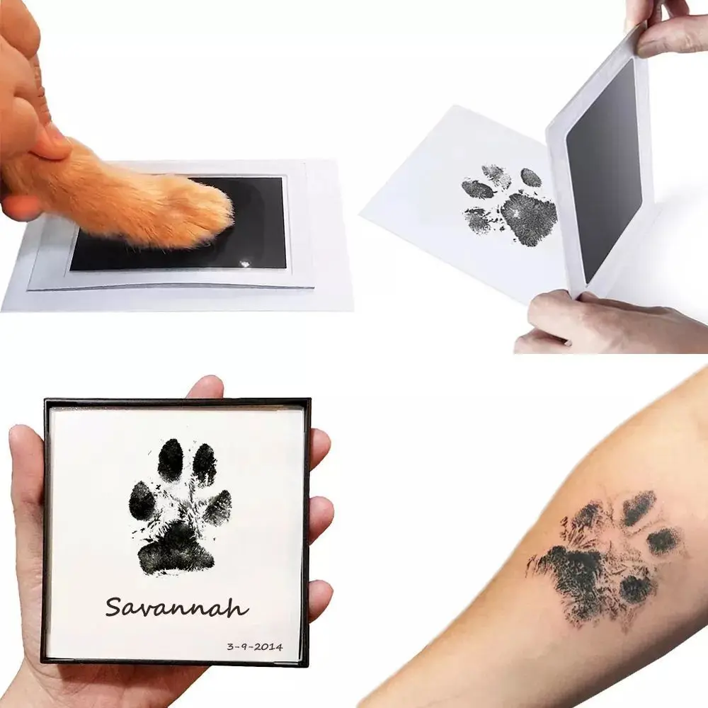 Haustier Hund Fußabdruck Handabdruck Pad Ungiftiges Druck Pad Haustier Fußabdruck Baby Hände und Füße Druck Pad Fußabdruck Pfotenabdrücke Souvenir Image