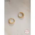 Ccfjoyas Sterling versilbert 18 Karat Gold Twist Thread Ohrringe für Mädchen einfach ins 7mm kleine