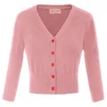 retro Women's coat tops 3/4 Sleeve V-Neck Contrast Button short slim vintage elegant soft Knitwear