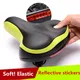 Wide Thicken Bicycle Saddle Seat Soft Silicone With Reflective Stickers MTB Road Bike Rear Light