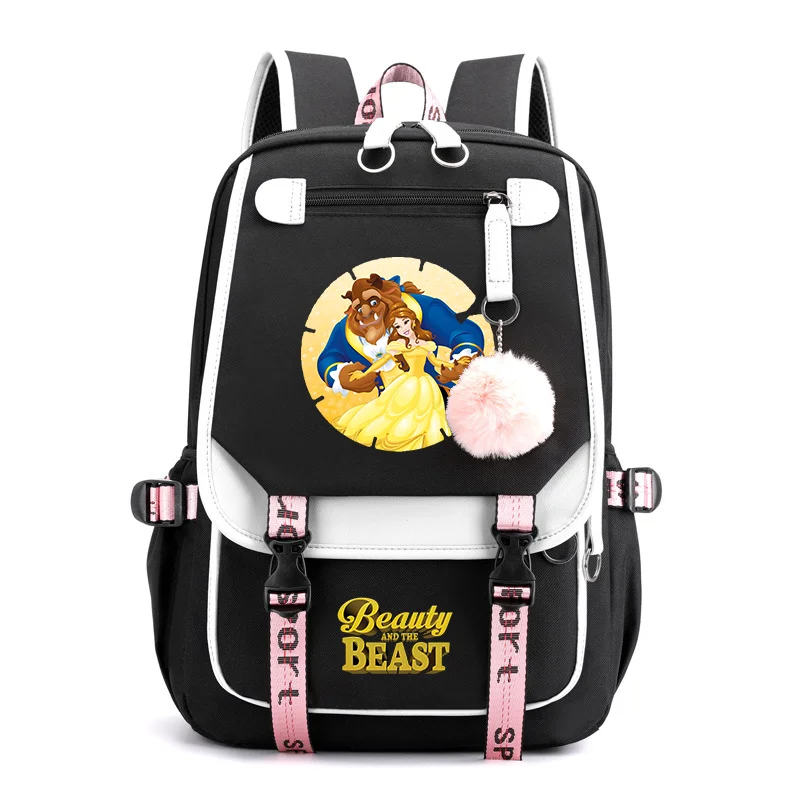 Disney la belle et la bête sac d'école pour garçons filles USB charge sacs à dos d'ordinateur portable femmes hommes sac à dos sac de voyage Mochila