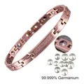 99.999%Ge Titanium Bracelets for Women AAA Zirconia Rose Gold-color Magnetic ID Bracelets Pure