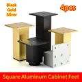 Pieds de Meuble Noirs Carrés Réglables Support en Aluminium pour Canapé Table Basse